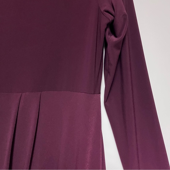 Sympli Swag Dress Midi Stretch Jersey Draped Size 10 Eggplant Red Elegant Artsy - Picture 10 of 13